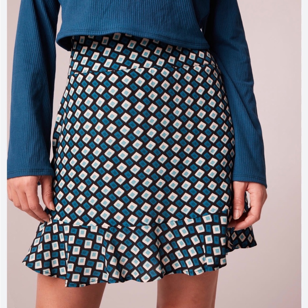 Band Of The Free Geometric Patterned Blue Skirt